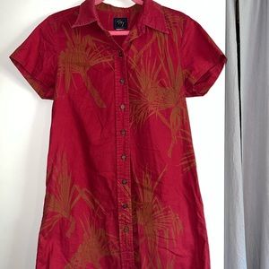 Sig Zane maroon button down dress, size Medium